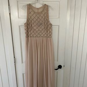 Adrianna Papell blush beaded floor length dress